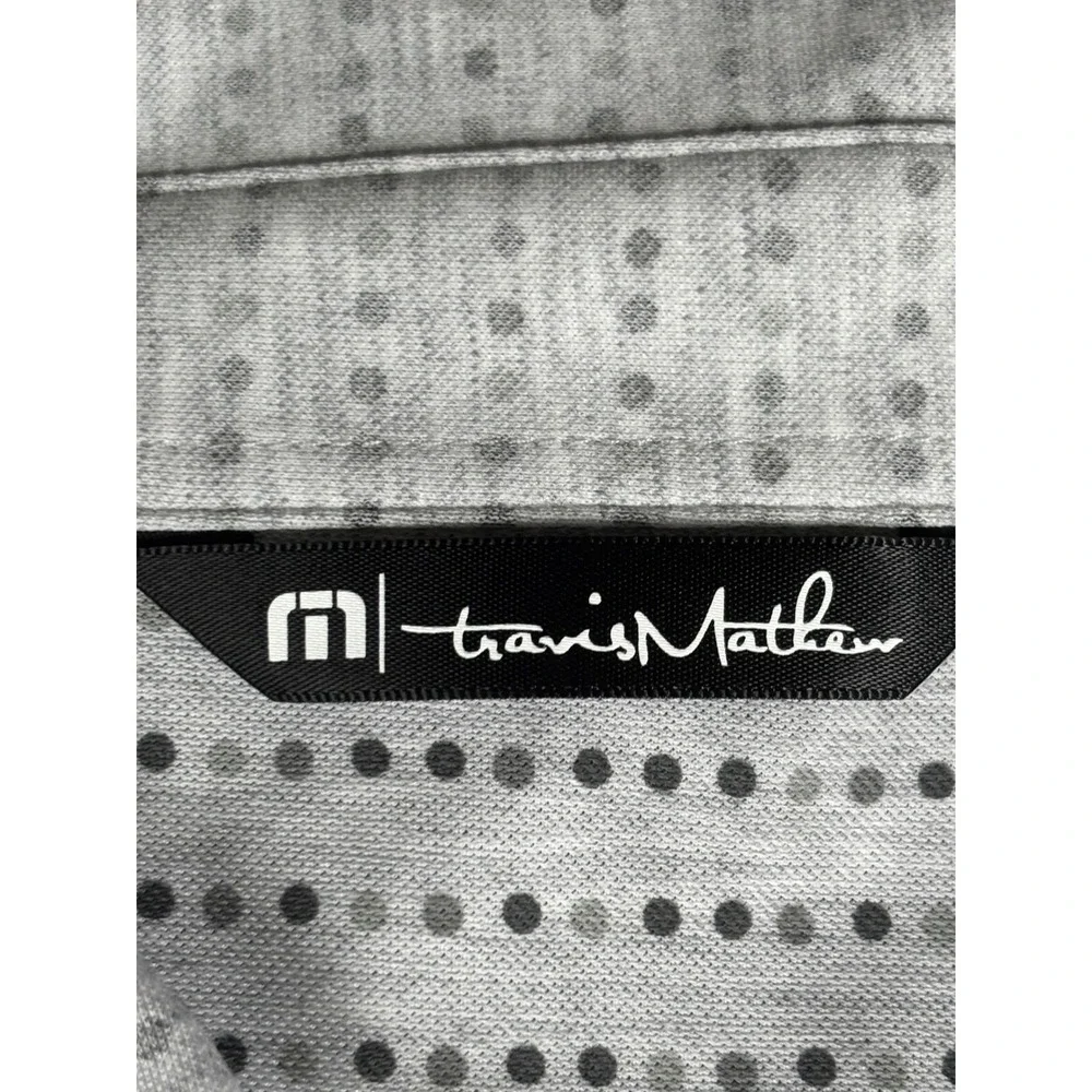 TravisMathew Mens XL Gray‎ Micro Dot Performance Golf Polo Shirt Short Sleeve
